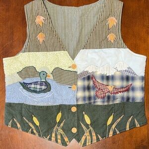 Vintage Handmade Quilted Wildlife Vest